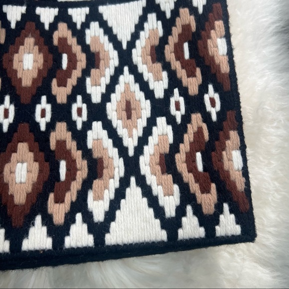 Vintage hand woven and stitched southwestern diamond print yarn handbag purse - Picture 3 of 16